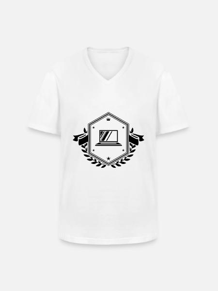 Laptop wappen - Männer-T-Shirt mit V-Ausschnitt - Weiß