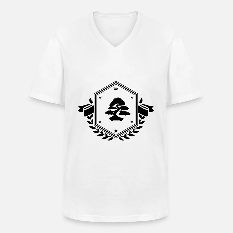 Bonsai wappen - Männer-T-Shirt mit V-Ausschnitt - Weiß