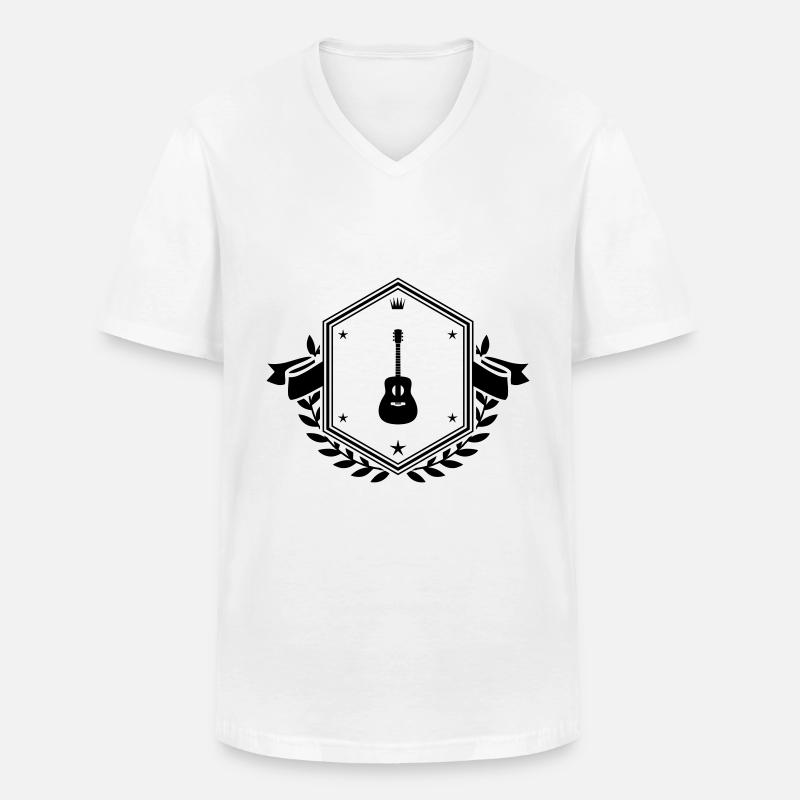 Stemma acustico della chitarra - Maglietta da uomo classica con scollo a V - bianco