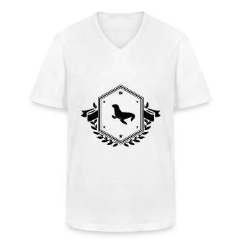 Sceau Armoiries - T-shirt col V Homme - blanc - Devant - AI Model Male 185 light (185cm)