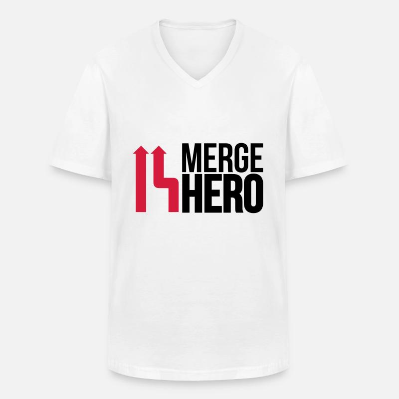 Merge Code Held - Männer-T-Shirt mit V-Ausschnitt - Weiß