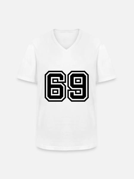 Symbole numérique 69 - T-shirt col V Homme - blanc