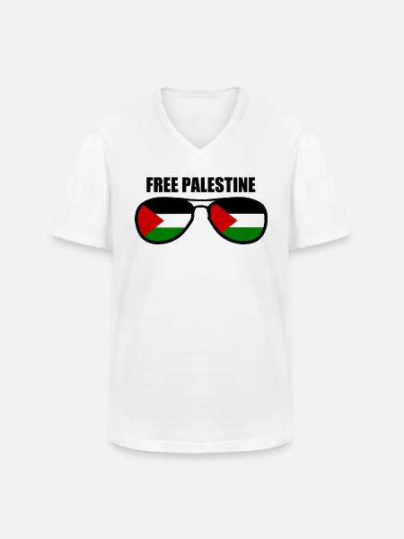 Free palestine - Männer-T-Shirt mit V-Ausschnitt - Weiß