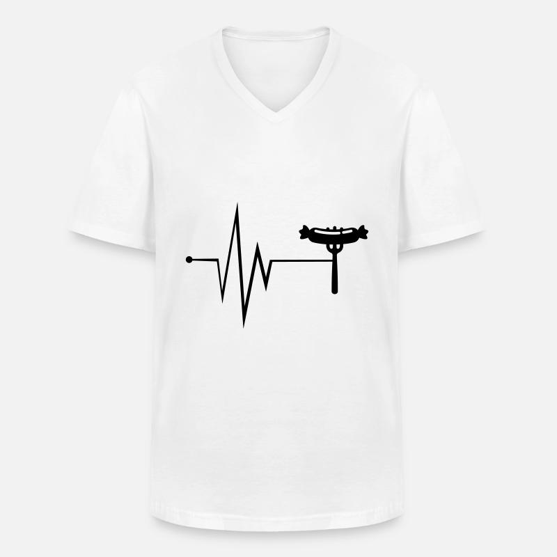 Bratwurst Fleisch Puls - Männer-T-Shirt mit V-Ausschnitt - Weiß
