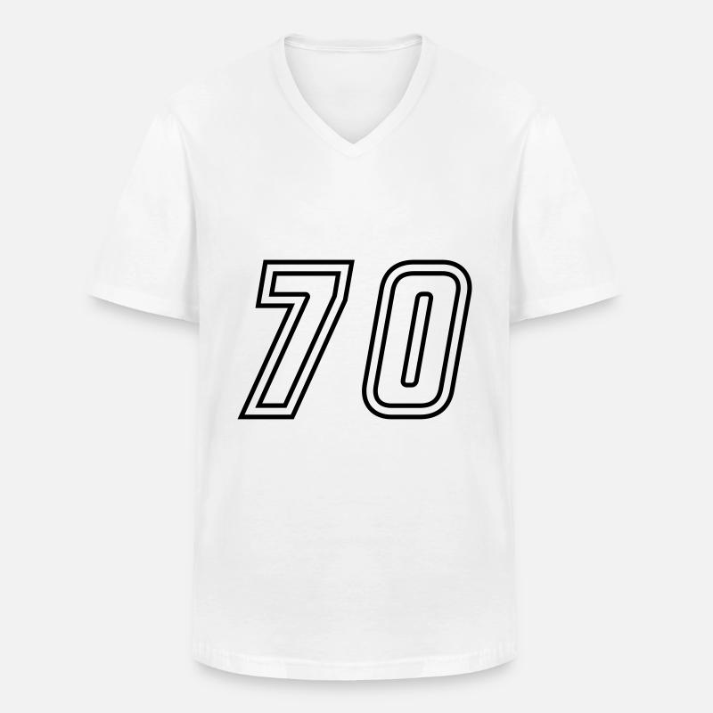 70 Zahl nummer - Männer-T-Shirt mit V-Ausschnitt - Weiß