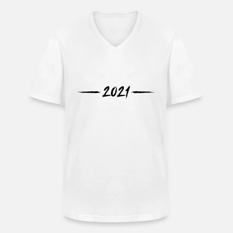 2021 jahr linie element - Männer-T-Shirt mit V-Ausschnitt - Weiß