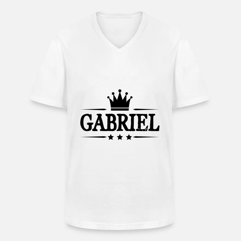Gabriel - Maglietta da uomo classica con scollo a V - bianco