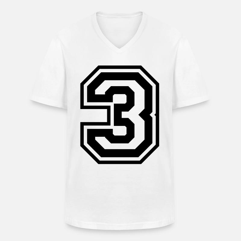 3 Zahl nummer - Männer-T-Shirt mit V-Ausschnitt - Weiß