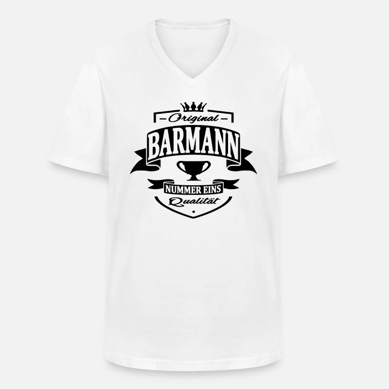 barmann - Männer-T-Shirt mit V-Ausschnitt - Weiß