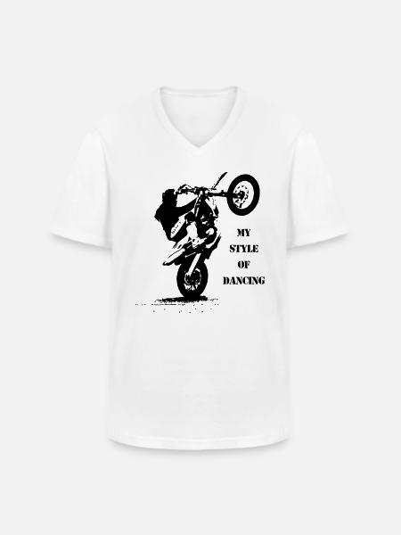 Moto Cross Cross Moto Moto Moto - T-shirt col V Homme - blanc