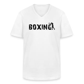 Boxen - Männer-T-Shirt mit V-Ausschnitt - Weiß - Vorne - AI Model Male 185 light (185cm)