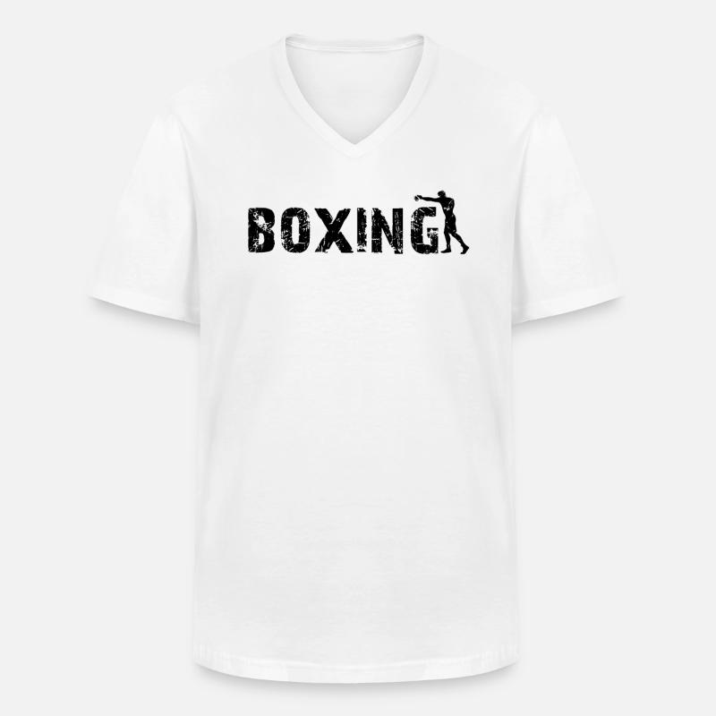 Boxen - Männer-T-Shirt mit V-Ausschnitt - Weiß