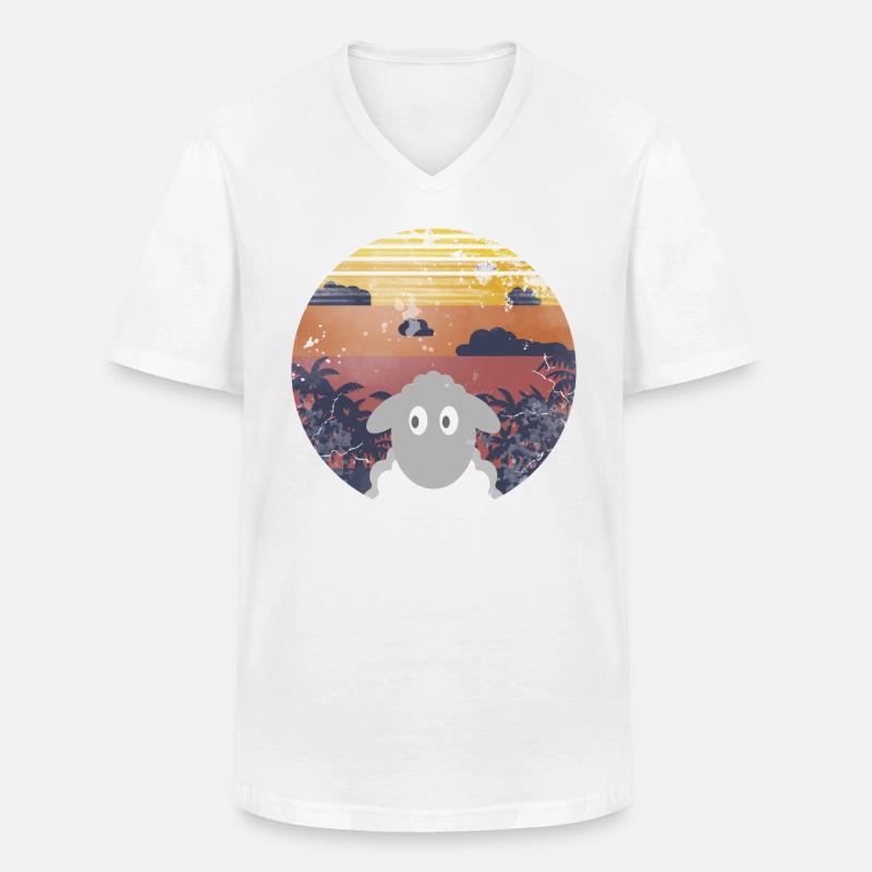 Sheep under palm trees - Men's V-Neck T-Shirt - white