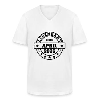 Legendary since April 2006 - Birthday - Men's V-Neck T-Shirt - white - Front - AI Model Male 185 light (185cm)