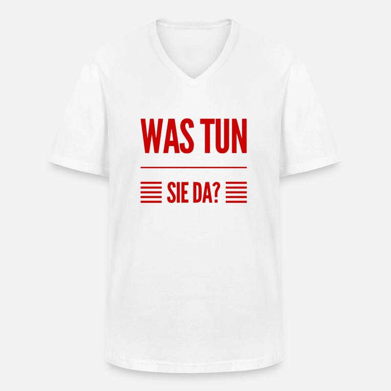 was tun sie da? - Männer-T-Shirt mit V-Ausschnitt - Weiß