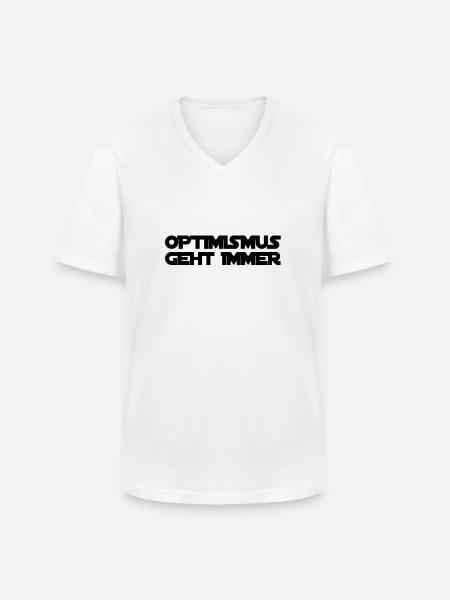Optimismus ist genial - Männer-T-Shirt mit V-Ausschnitt - Weiß