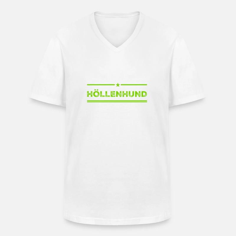 vor dir steht ein Höllenhund - Männer-T-Shirt mit V-Ausschnitt - Weiß