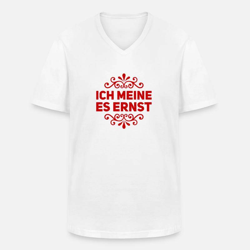 es wird ernst - Männer-T-Shirt mit V-Ausschnitt - Weiß