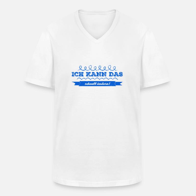 schnelle Anpassung ist möglich - Männer-T-Shirt mit V-Ausschnitt - Weiß