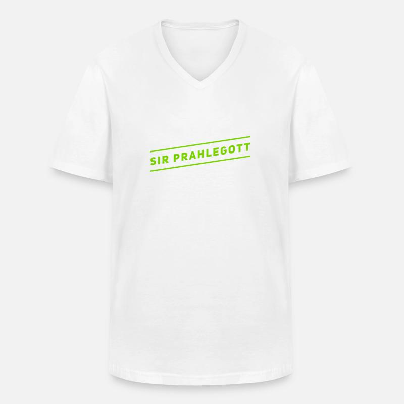 Sir Prahlegott - Männer-T-Shirt mit V-Ausschnitt - Weiß