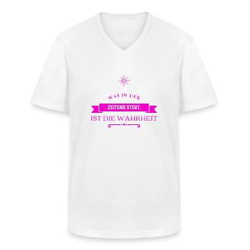 ich mag Zeitungen - Männer-T-Shirt mit V-Ausschnitt - Weiß - Vorne - AI Model Male 185 light (185cm)