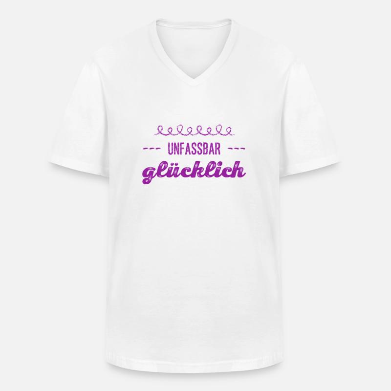 ich bin unfassbar glücklich - Männer-T-Shirt mit V-Ausschnitt - Weiß