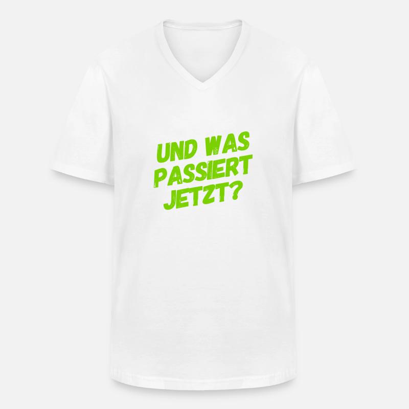 ich bin so gespannt - Männer-T-Shirt mit V-Ausschnitt - Weiß