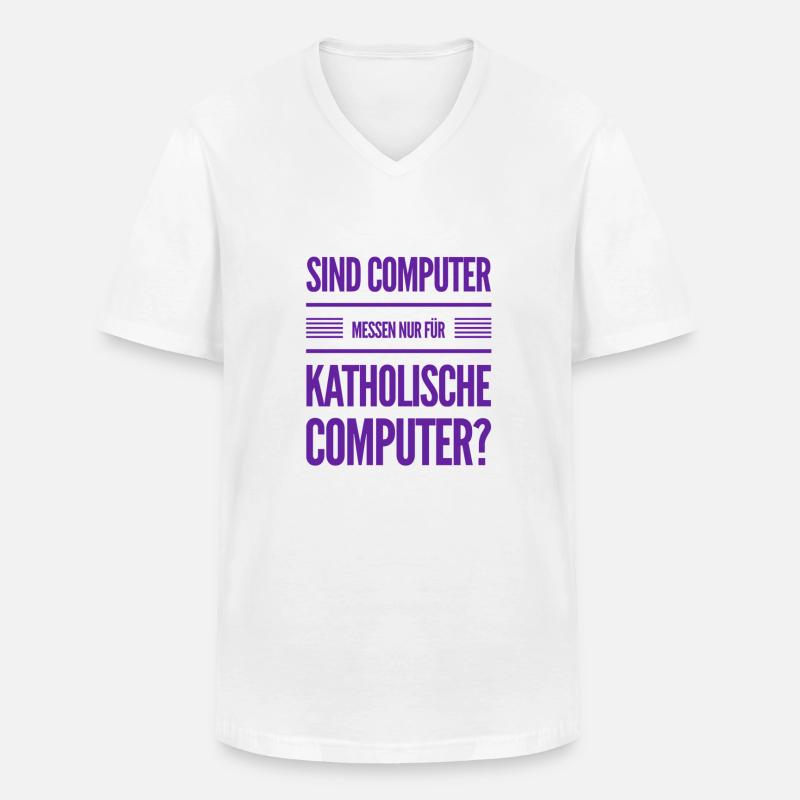 darf ich auf die Computermesse? - Männer-T-Shirt mit V-Ausschnitt - Weiß