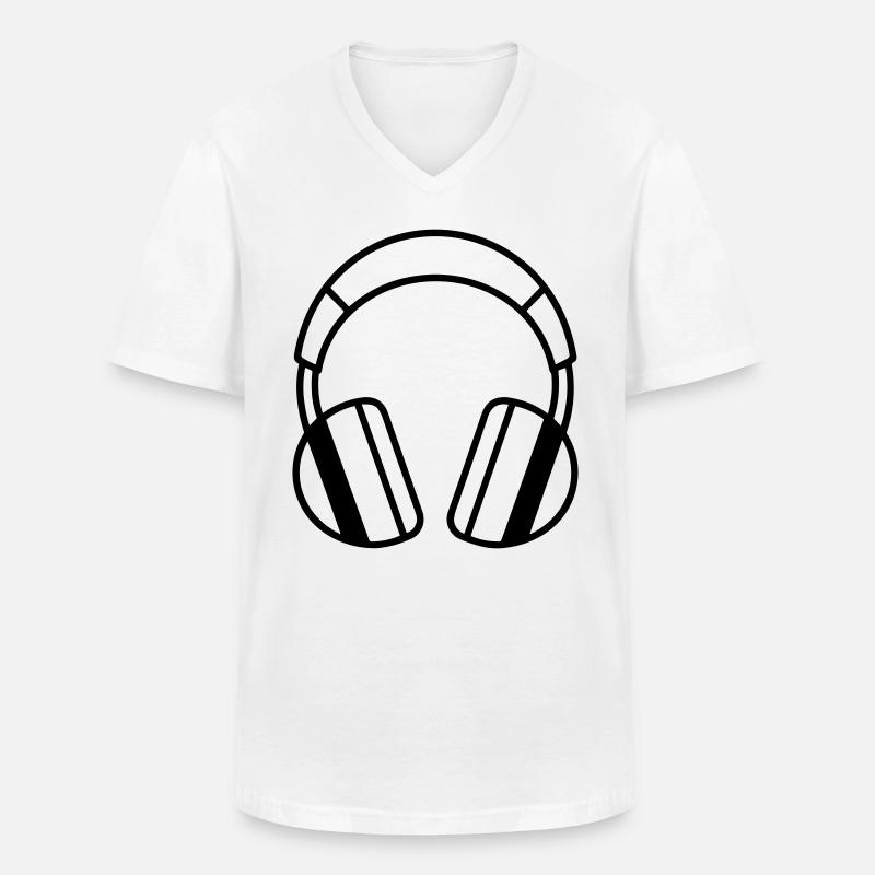 Gaming-Headset - Männer-T-Shirt mit V-Ausschnitt - Weiß