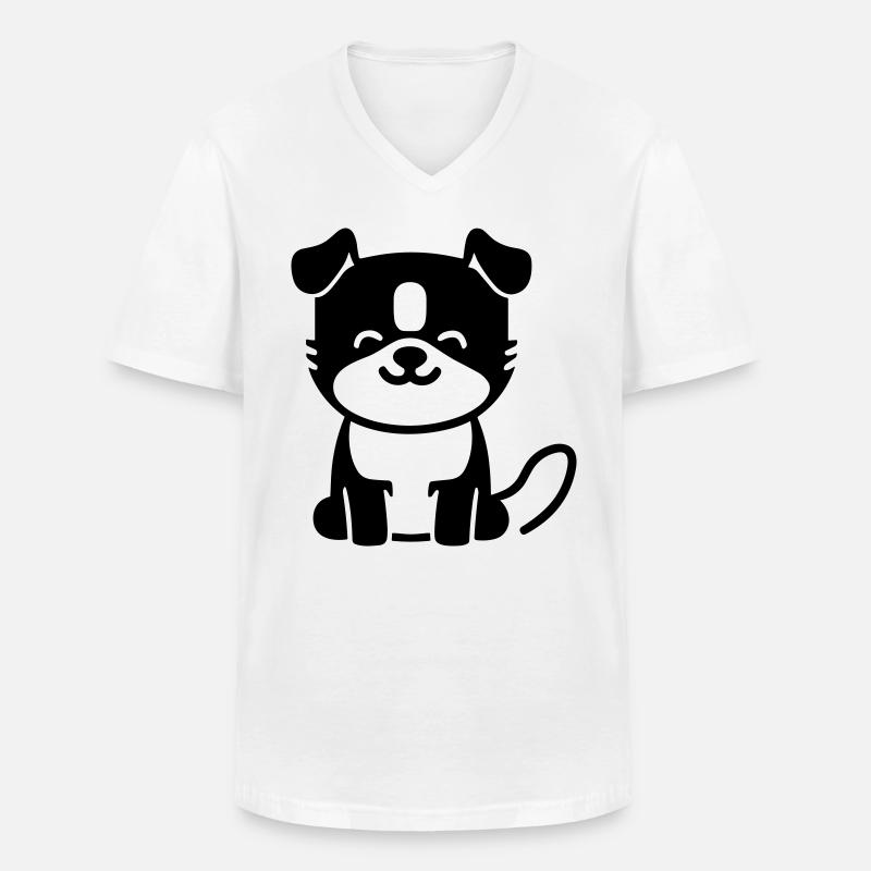 Hund - Männer-T-Shirt mit V-Ausschnitt - Weiß