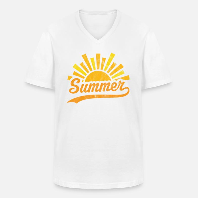 Sommersonne - Männer-T-Shirt mit V-Ausschnitt - Weiß