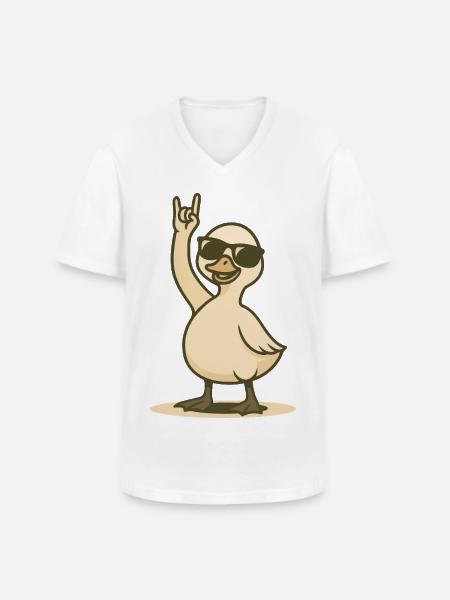 Cool rocker swan chick - Men's V-Neck T-Shirt - white