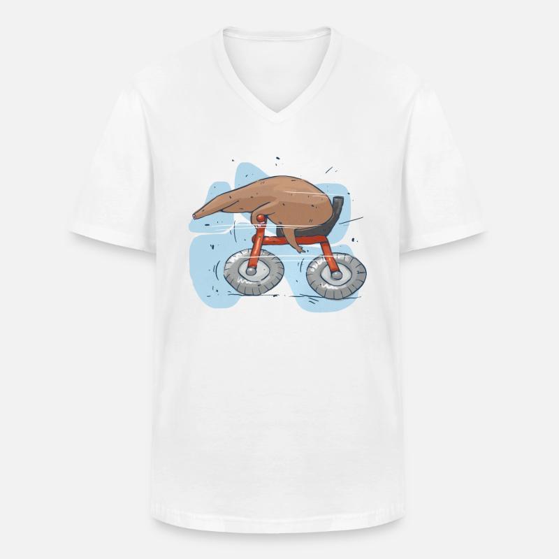 Mole auf dem Rad - Männer-T-Shirt mit V-Ausschnitt - Weiß