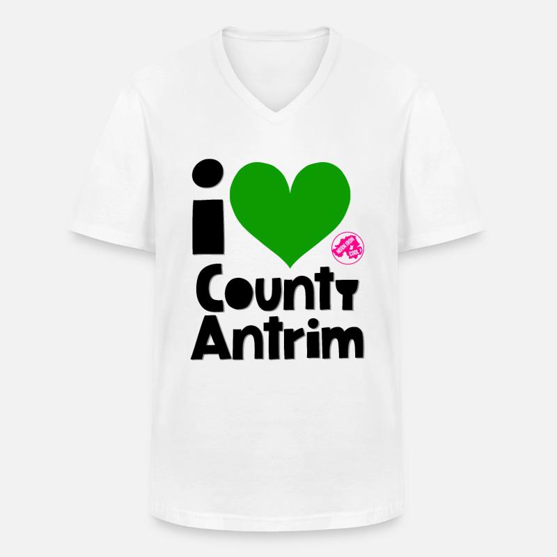 Grafschaft Antrim - Männer-T-Shirt mit V-Ausschnitt - Weiß