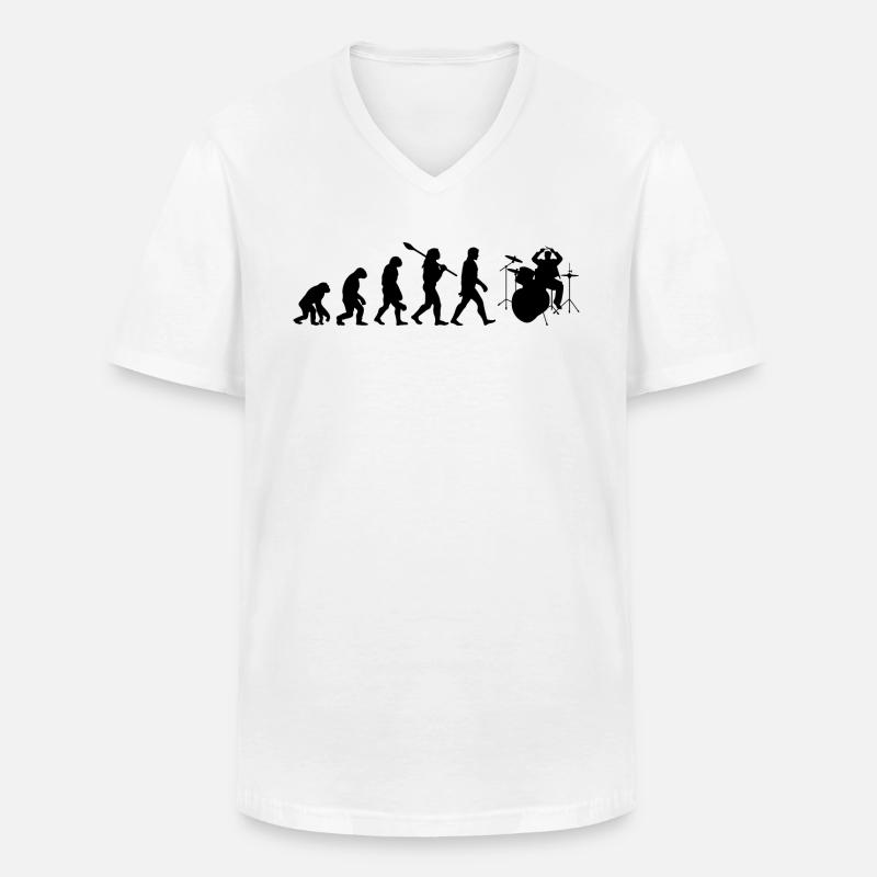 Drum Evolution - Männer-T-Shirt mit V-Ausschnitt - Weiß