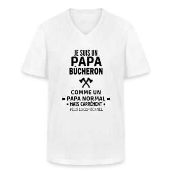 bûcheron exceptionnel - T-shirt col V Homme - blanc - Devant - AI Model Male 185 light (185cm)