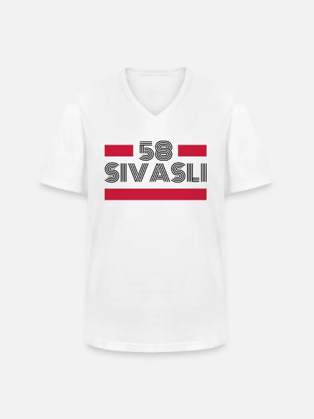 Sivas 58 Tyrkiet Turkiye gave ferie TR Türk - Klassisk herre T-shirt med V-udskæring - hvid
