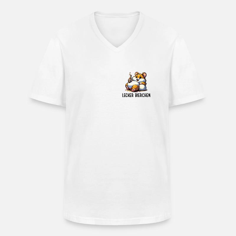 LECKER BIERCHEN Sad Hamster Meme - Männer-T-Shirt mit V-Ausschnitt - Weiß