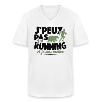 Je Peux Pas J'ai Running Et Je Suis Motivé - T-shirt col V Homme - blanc - Devant - AI Model Male 185 light (185cm)