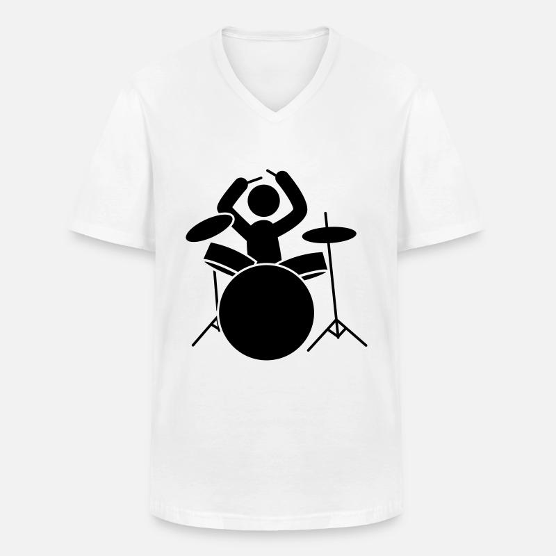 drummer icon schlagzeuger - Männer-T-Shirt mit V-Ausschnitt - Weiß