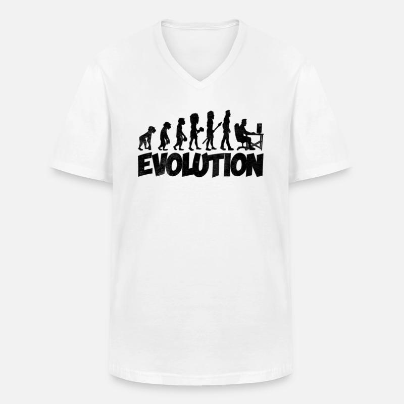 Computer Nerd Evolution - Männer-T-Shirt mit V-Ausschnitt - Weiß