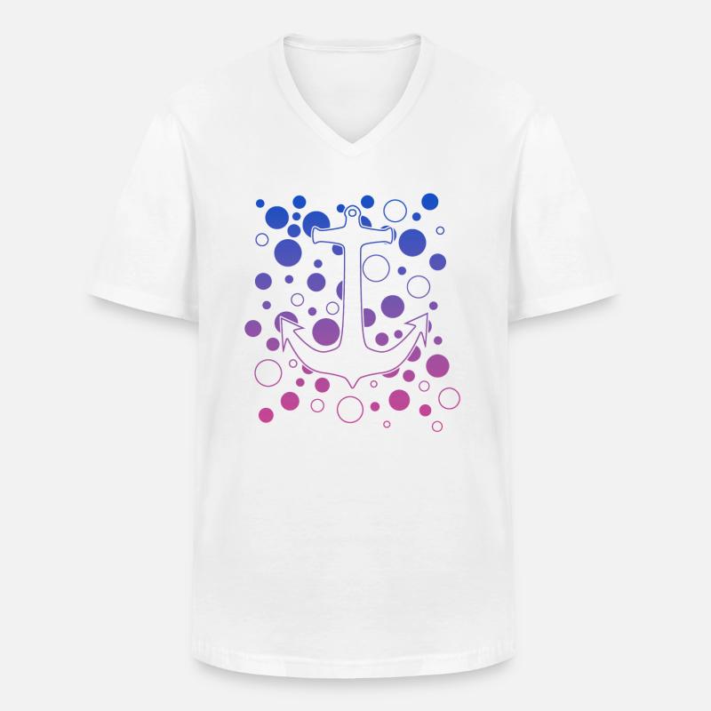 Anker - Männer-T-Shirt mit V-Ausschnitt - Weiß