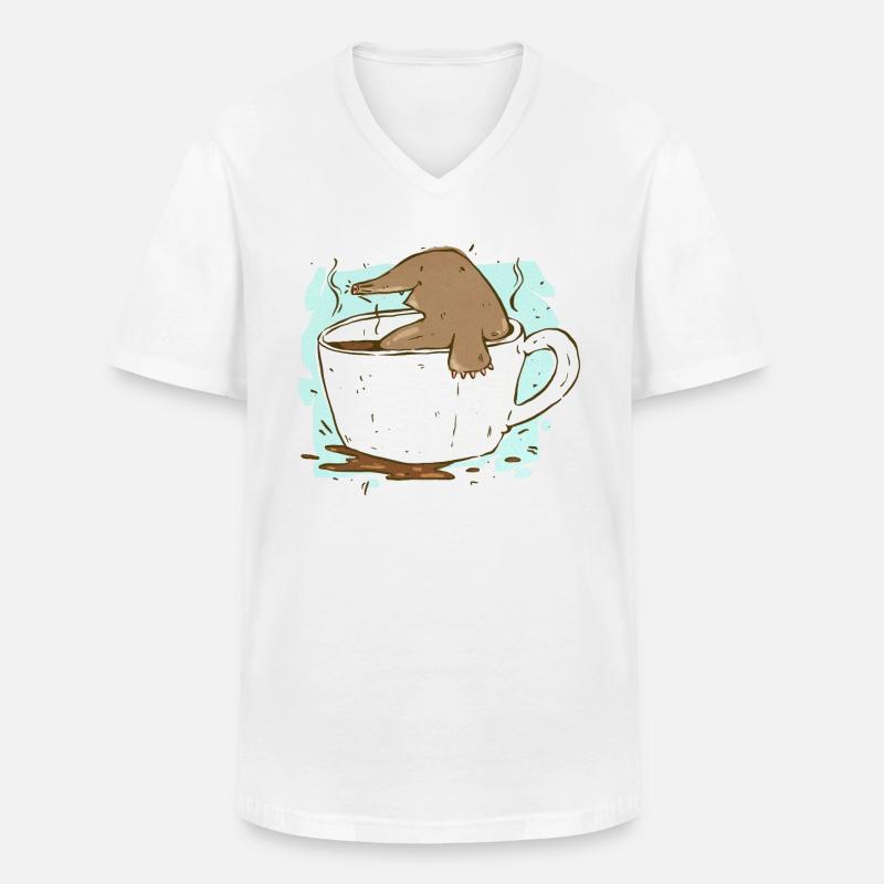 Kaffee Mole - Männer-T-Shirt mit V-Ausschnitt - Weiß