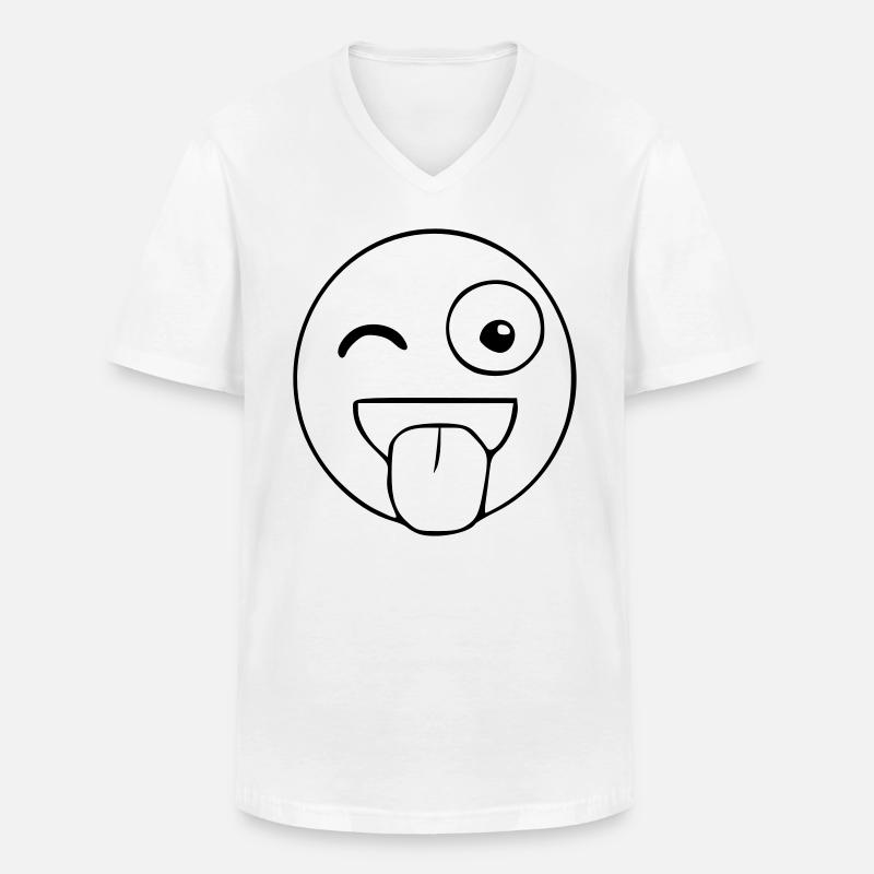Emoji sfacciato schizzo nero - Maglietta da uomo classica con scollo a V - bianco