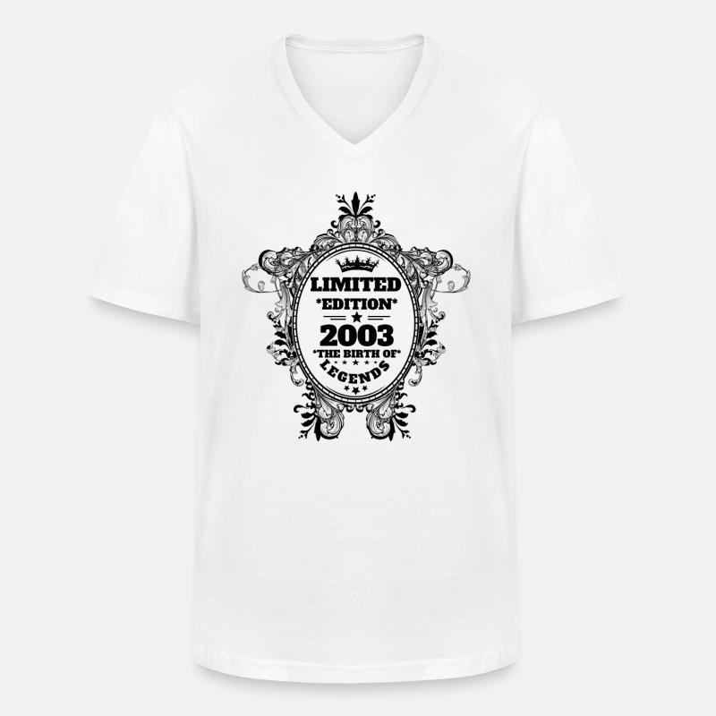 2003 - Männer-T-Shirt mit V-Ausschnitt - Weiß