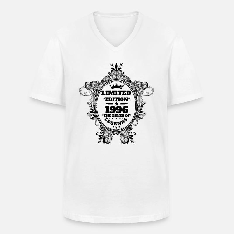 1996 - Männer-T-Shirt mit V-Ausschnitt - Weiß