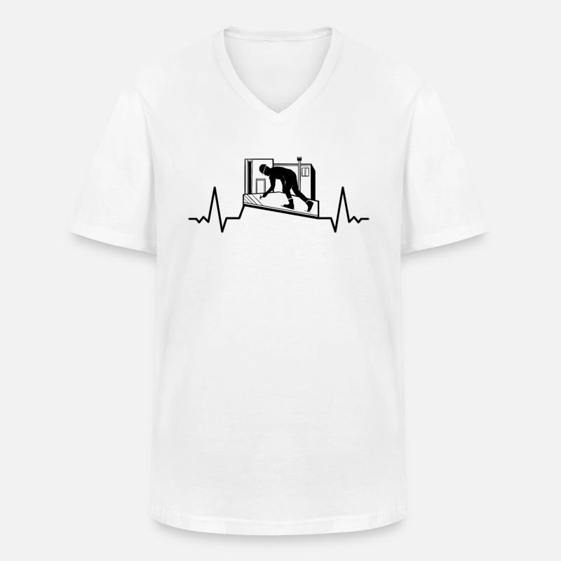 Dachdeckerin Dachdecken Handwerker Herzschlag - Männer-T-Shirt mit V-Ausschnitt - Weiß