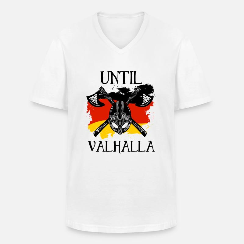 Until Valhalla mit Deutsche Flagge - Männer-T-Shirt mit V-Ausschnitt - Weiß