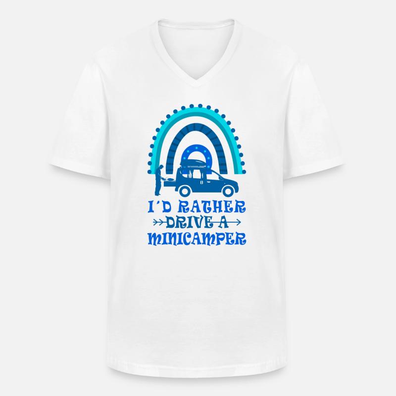 Minicamper Sprüche Camping-Camper Microcamper - Männer-T-Shirt mit V-Ausschnitt - Weiß