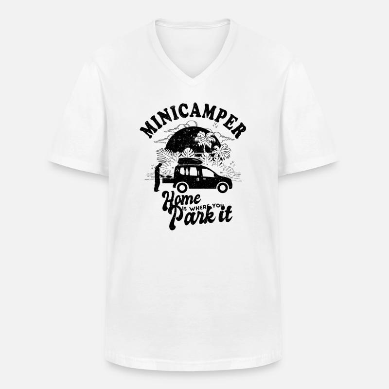 Minicamper Sprüche Camping-Camper Microcamper - Männer-T-Shirt mit V-Ausschnitt - Weiß